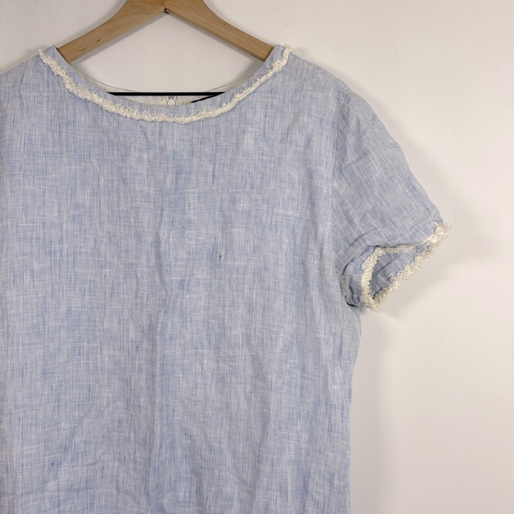 French Curve Linen Blue Dress Size L - Picture 5 of 6